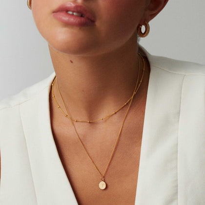 Gold Zodiac Disc Necklace With Curb Chain